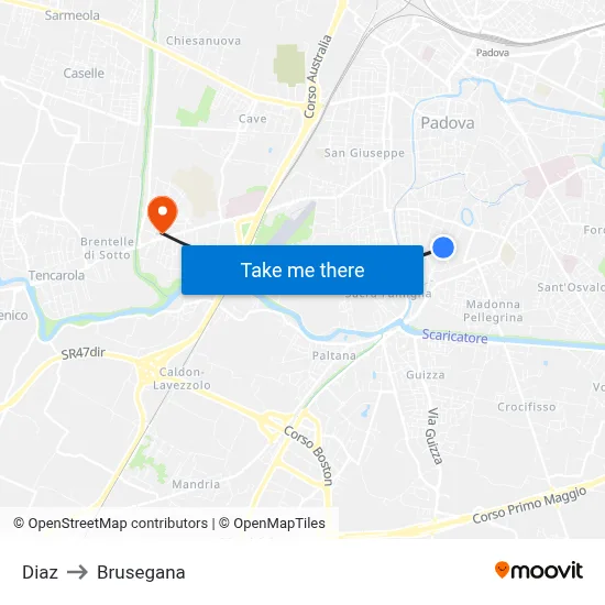 Diaz to Brusegana map