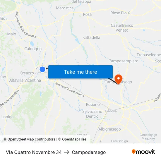 November 4th Street 34 to Campodarsego map