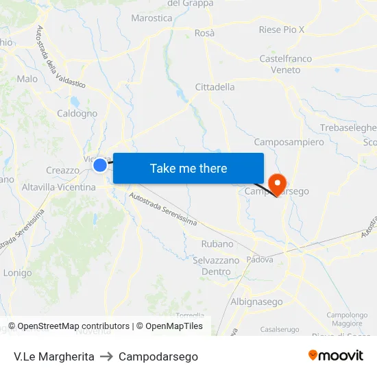 Margherita Boulevard to Campodarsego map