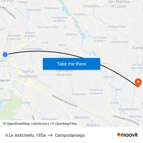 185a Astichello Avenue to Campodarsego map