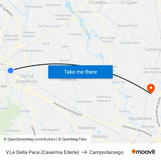 Peace Avenue (Ederle Barracks) to Campodarsego map