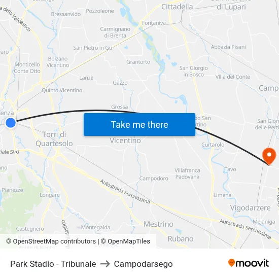 Stadium Park - Courthouse to Campodarsego map