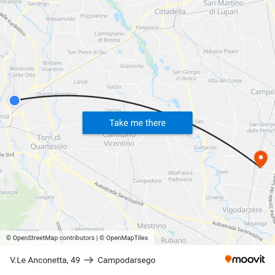 Anconetta Avenue, 49 to Campodarsego map