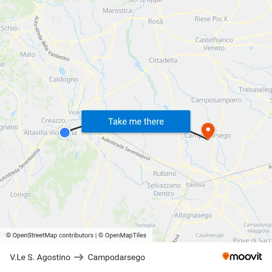 Sant'Agostino Avenue to Campodarsego map