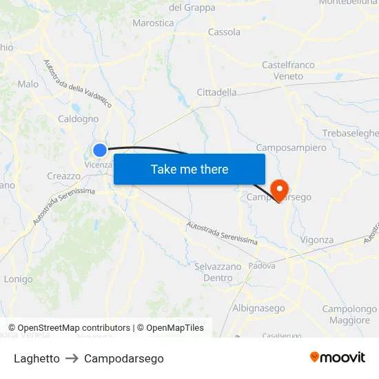 Small Lake to Campodarsego map