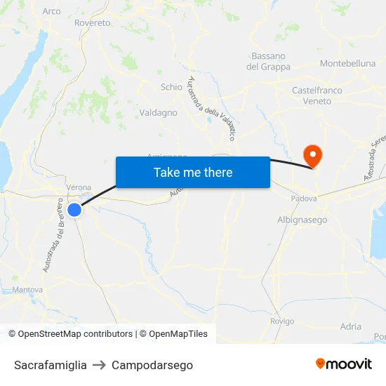 Holy Family to Campodarsego map
