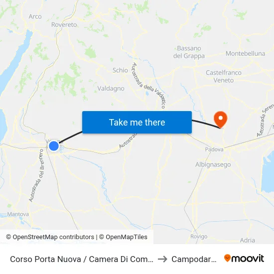 Corso Porta Nuova / Chamber of Commerce B to Campodarsego map