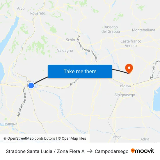 Santa Lucia Road / Fair Zone A to Campodarsego map