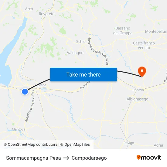 Sommacampagna Weighbridge to Campodarsego map