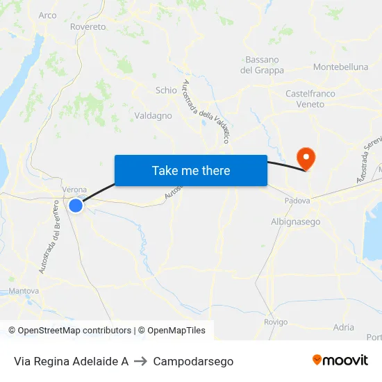 Regina Adelaide Street A to Campodarsego map
