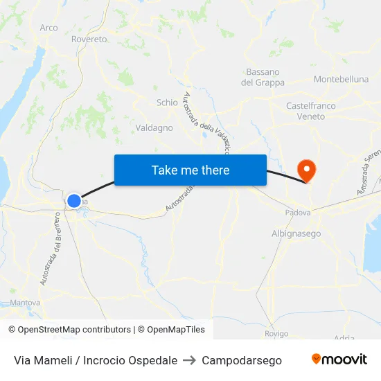 Mameli Street / Hospital Junction to Campodarsego map