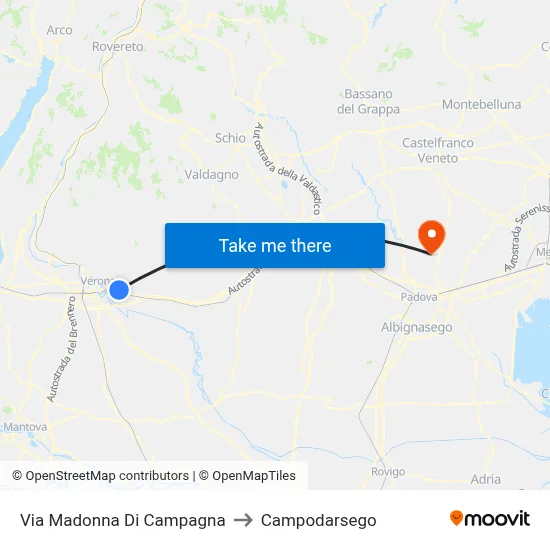 Madonna Di Campagna Street to Campodarsego map