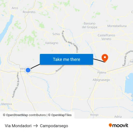 Mondadori Street to Campodarsego map