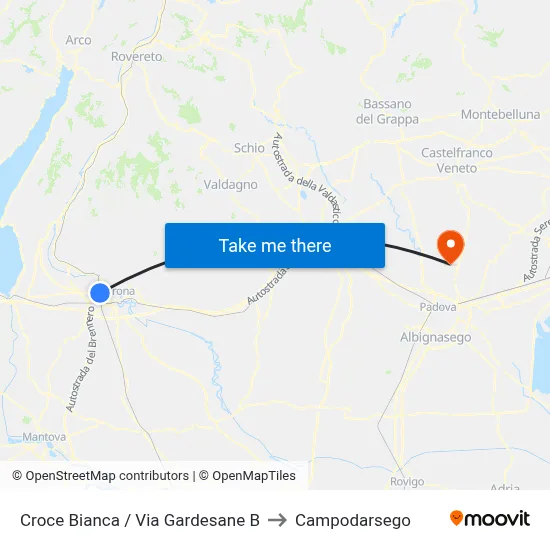 White Cross / Gardesane St B to Campodarsego map