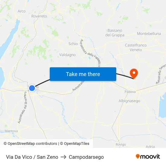 Via Da Vico / San Zeno to Campodarsego map