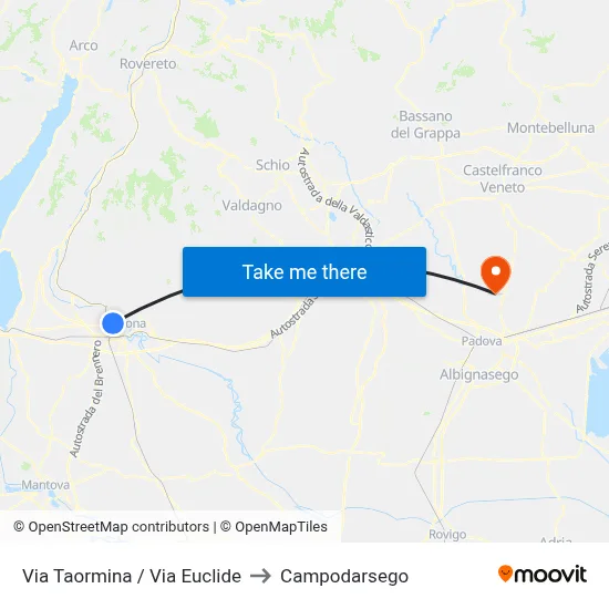 Taormina Street / Euclide Street to Campodarsego map