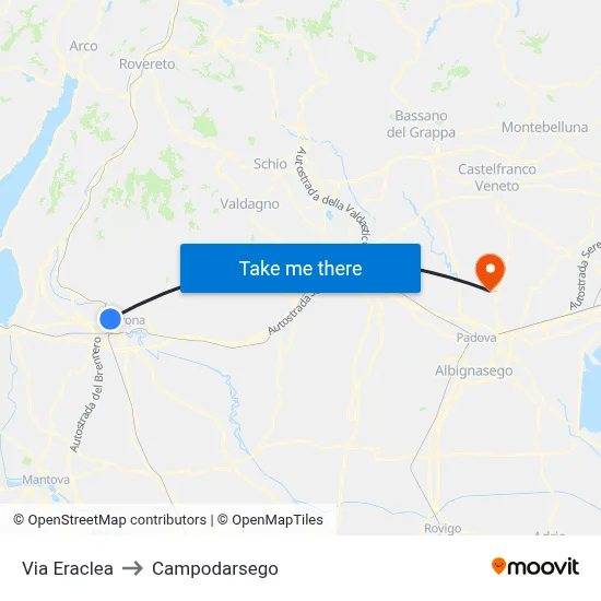 Eraclea Street to Campodarsego map