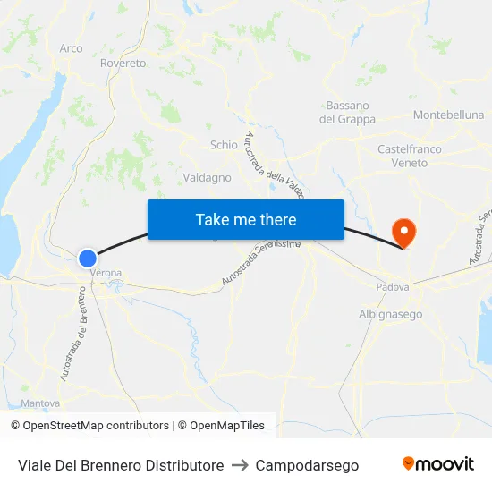 Brennero Avenue Gas Station to Campodarsego map