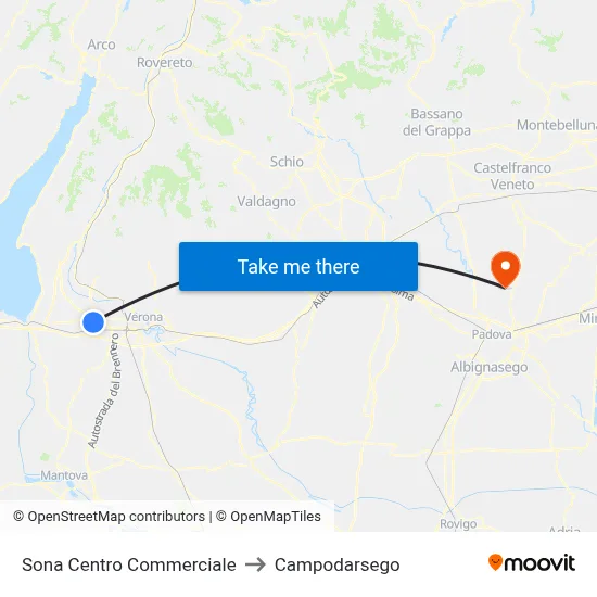 Sona Shopping Center to Campodarsego map