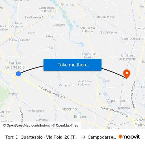 Torri Di Quartesolo - Via Pola, 20 (Torri) to Campodarsego map
