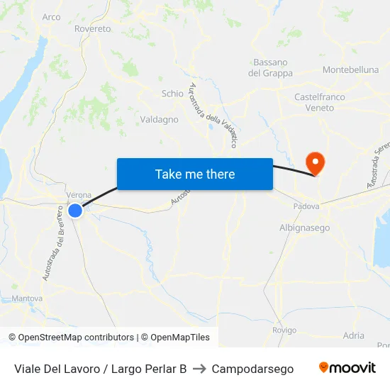 Work Avenue / Perlar Square B to Campodarsego map