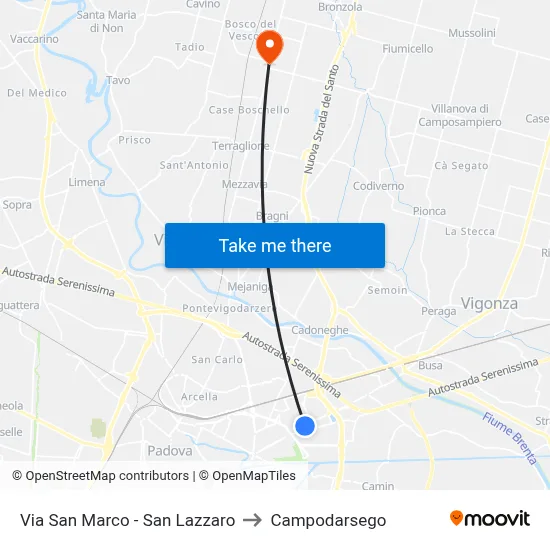 San Marco Street - San Lazzaro to Campodarsego map