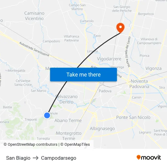 Saint Blaise to Campodarsego map