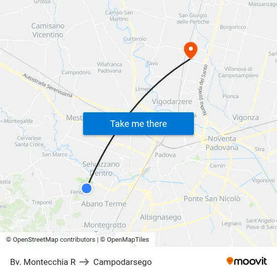 Montecchia Junction R to Campodarsego map