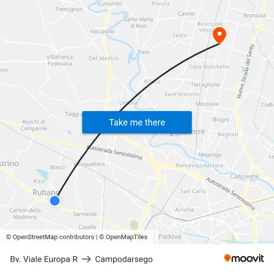 Europa Blvd R to Campodarsego map