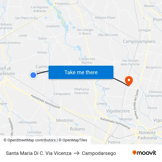 Santa Maria Di C. Via Vicenza to Campodarsego map