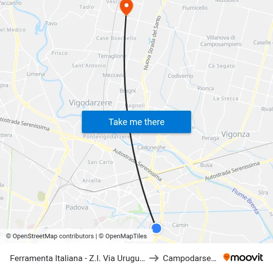 Italian Hardware - Industrial Zone Via Uruguay to Campodarsego map