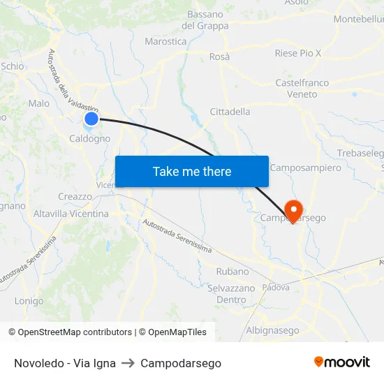 Novoledo - Igna Street to Campodarsego map