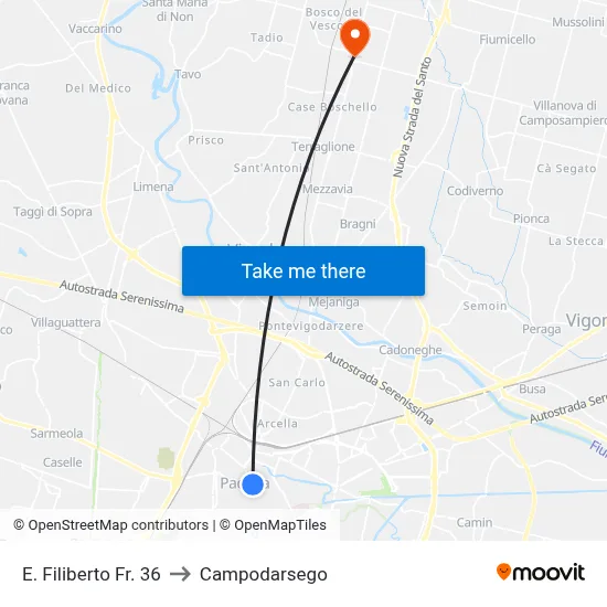 E. Filiberto No. 36 to Campodarsego map