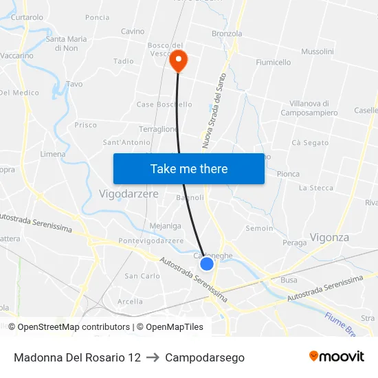 Madonna Del Rosario 12 to Campodarsego map