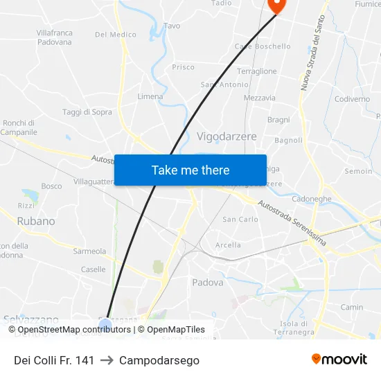 Dei Colli Opposite 141 to Campodarsego map