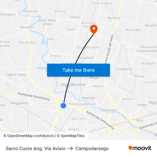 Sacred Heart Corner Via Avisio to Campodarsego map