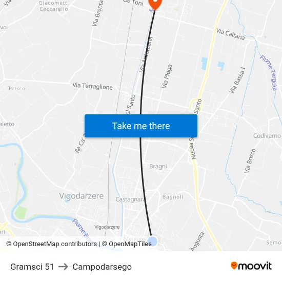 Gramsci 51 to Campodarsego map