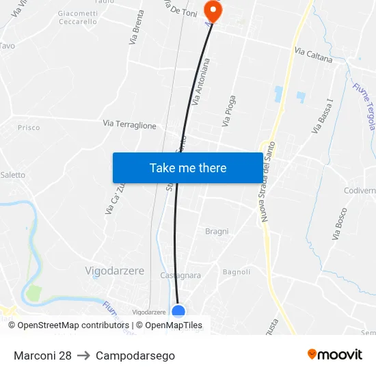 Marconi 28 to Campodarsego map