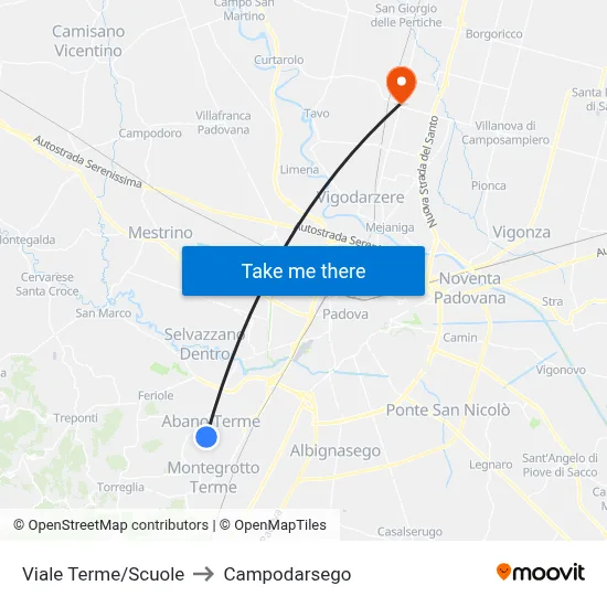 Terme Avenue/Schools to Campodarsego map