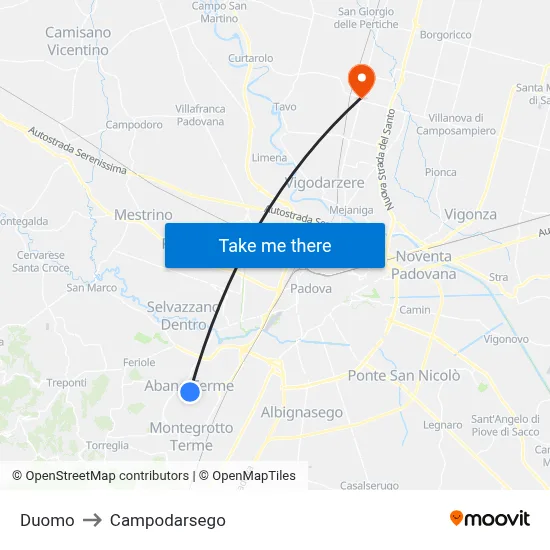 Duomo to Campodarsego map