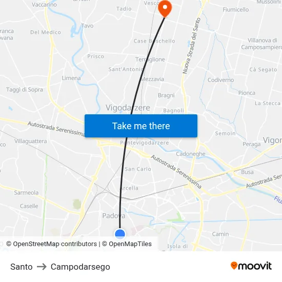 Saint to Campodarsego map