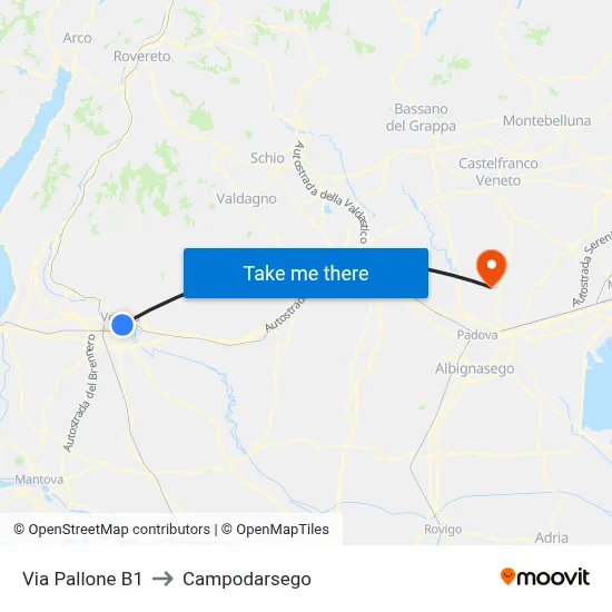 Via Pallone B1 to Campodarsego map