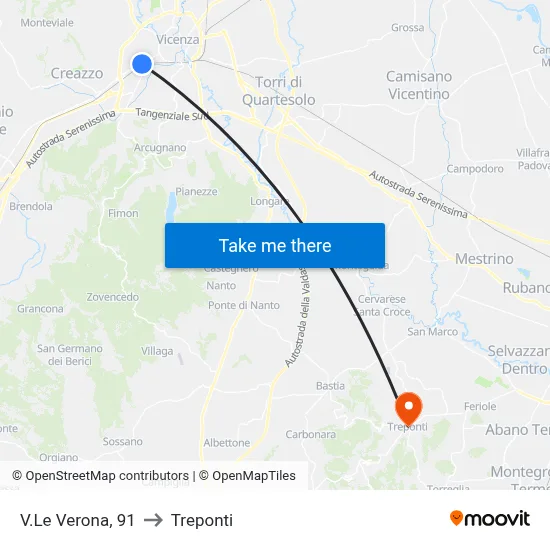 Verona Avenue 91 to Three Bridges map