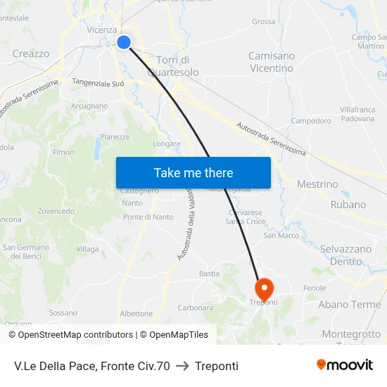 Viale Della Pace, Opposite 70 to Three Bridges map
