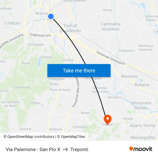 Via Palemone - San Pio X to Three Bridges map