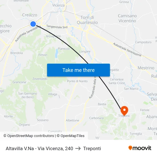 Altavilla Vicentina - Via Vicenza, 240 to Three Bridges map