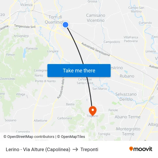 Lerino - Via Alture (Terminal) to Three Bridges map