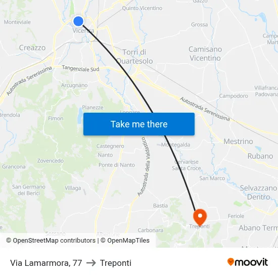 Via Lamarmora, 77 to Three Bridges map