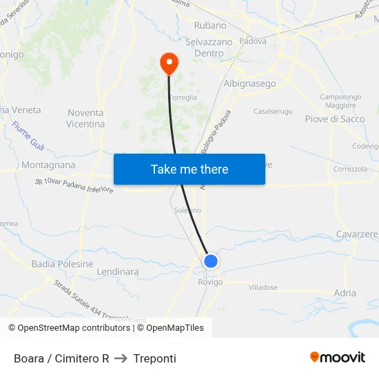 Boara Cemetery to Three Bridges map