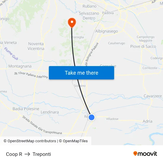 Coop R to Three Bridges map